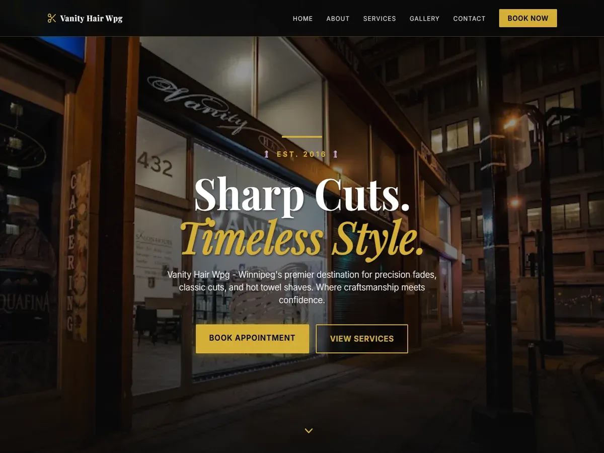 Vanity Hair WPG website preview