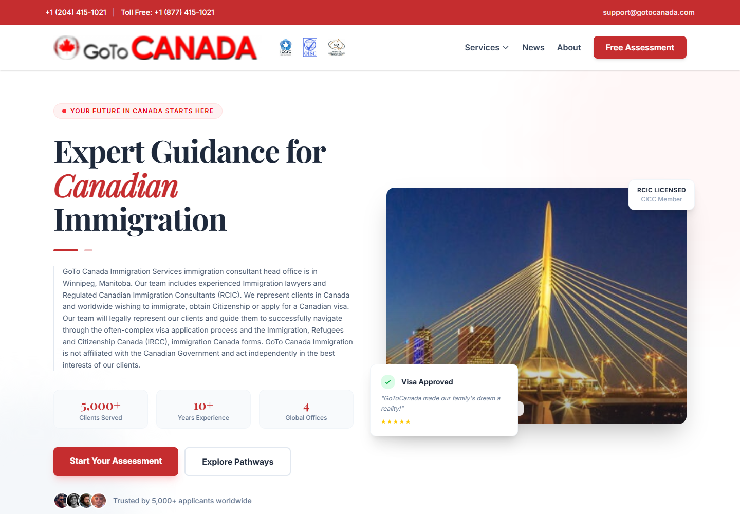 GoToCanada Immigration website screenshot